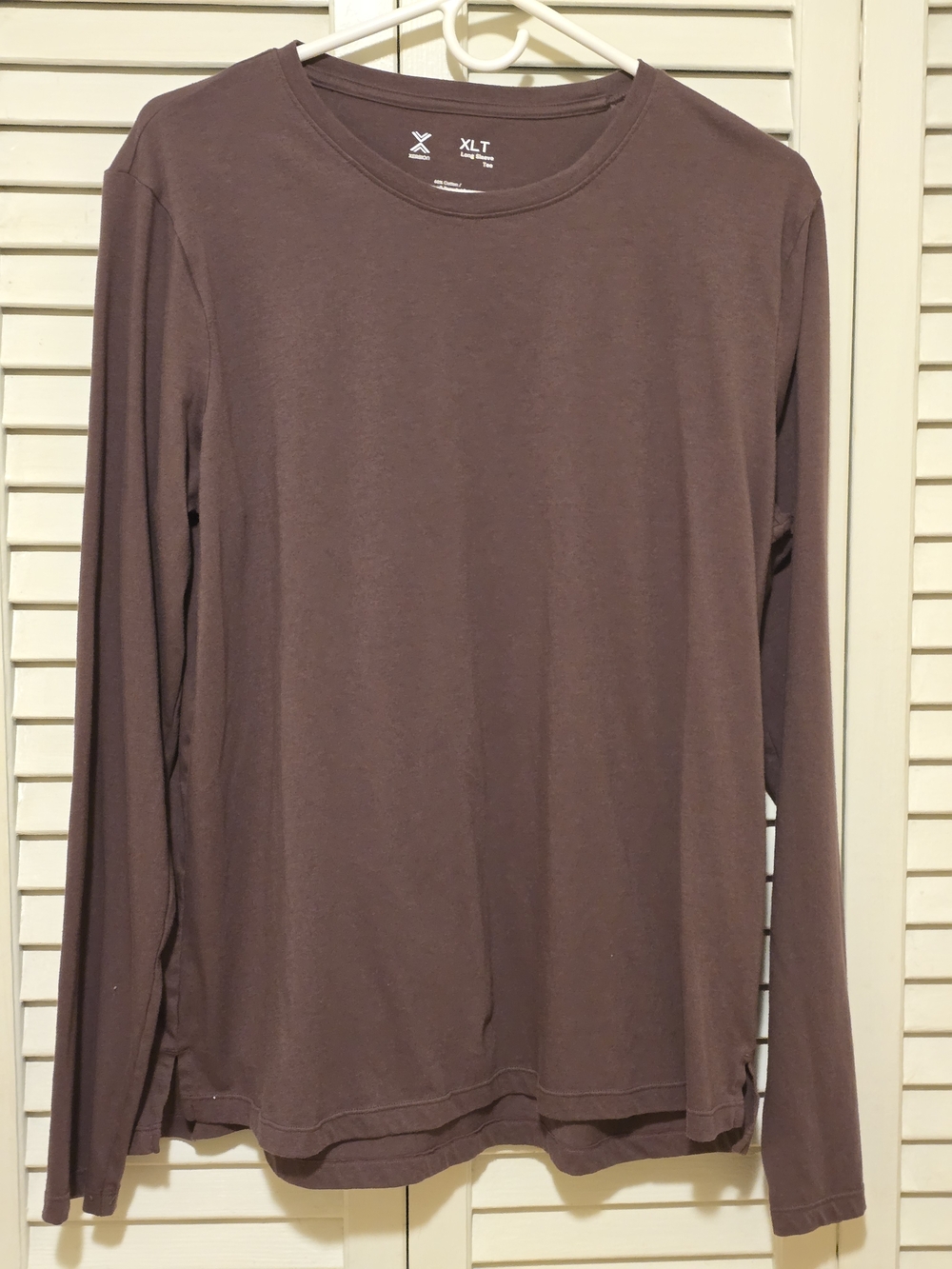Xersion Long-Sleeve Crewneck Top in Mauve Brown